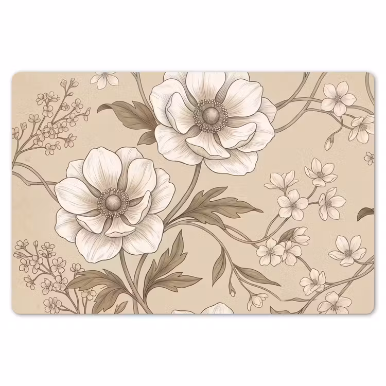 Bloemen - Patroon - Beige Placemat vinyl groot -zzsfeer1_Kitchenyeah-website