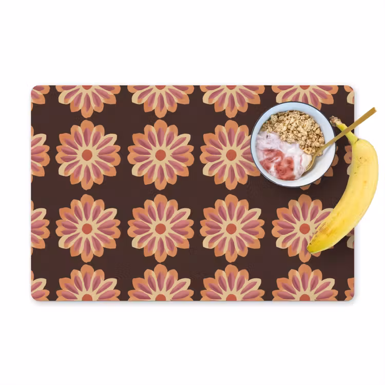 Bloemen - Patroon - Bruin Placemat vinyl groot 368 -zzzproduct_Kitchenyeah-website