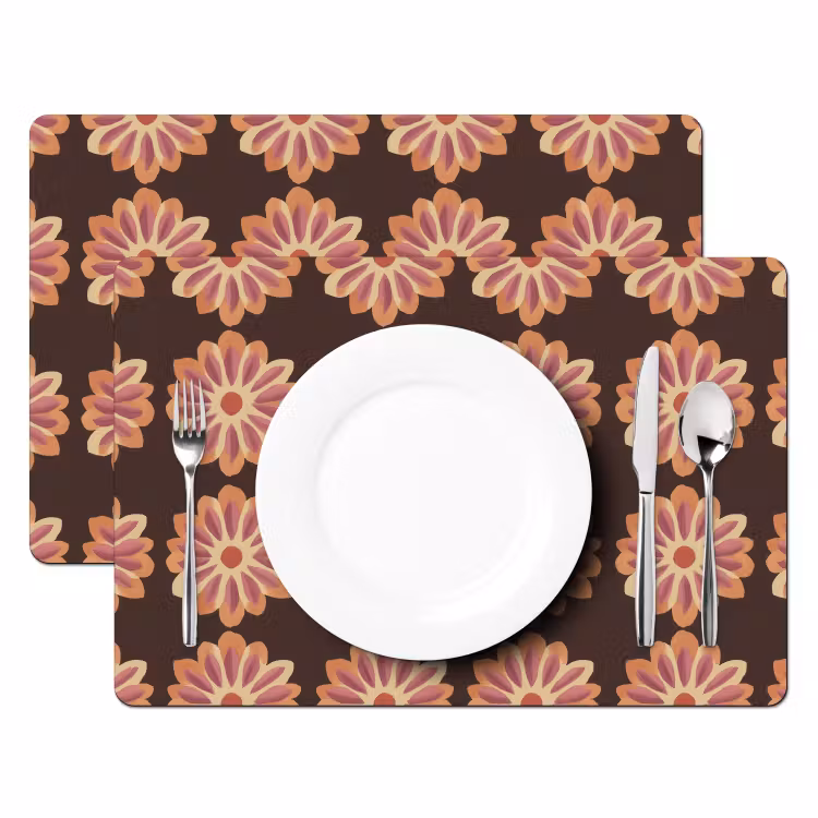 Bloemen - Patroon - Bruin Placemat vinyl groot 368 -zzsfeer2_Kitchenyeah-website