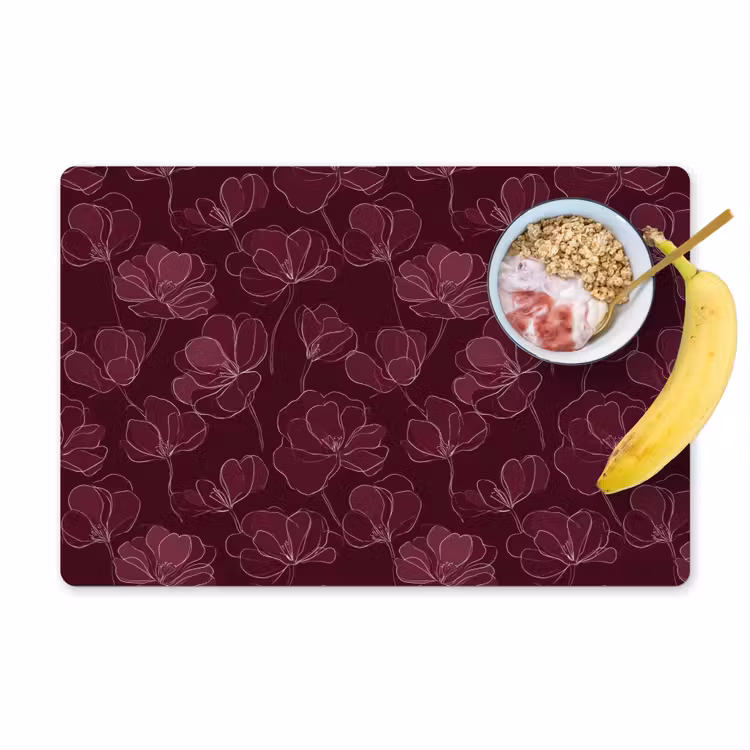 Bloemen - Patroon - Bordeauxrood Placemat vinyl groot 368 -zzzproduct_Kitchenyeah-website