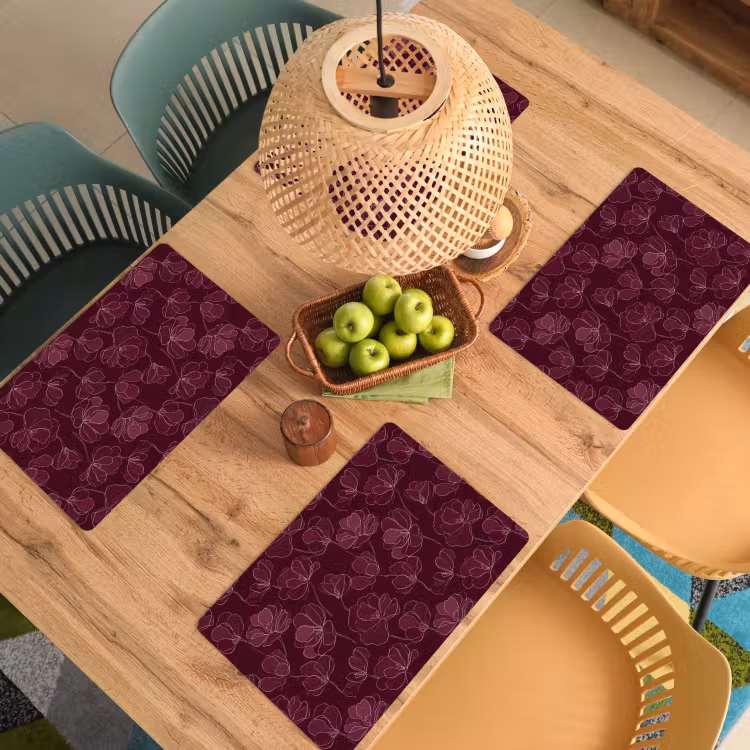 Bloemen - Patroon - Bordeauxrood Placemat vinyl groot 368 -zzsfeer5_Kitchenyeah-website
