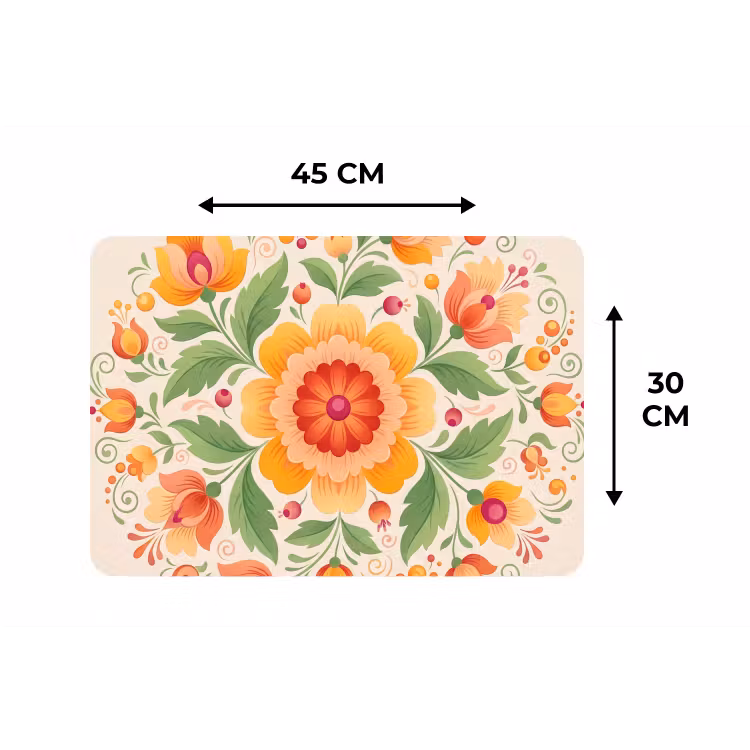 Bloemen - Patroon - Decoratief - Oranje Placemat vinyl groot -specs