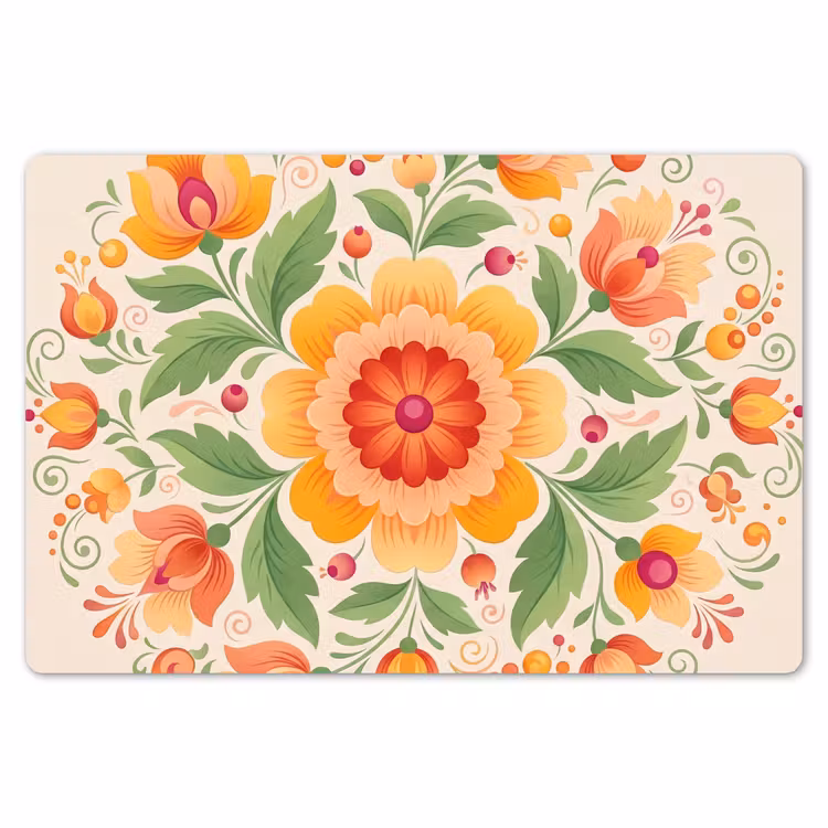 Bloemen - Patroon - Decoratief - Oranje Placemat vinyl groot -zzsfeer1_Kitchenyeah-website