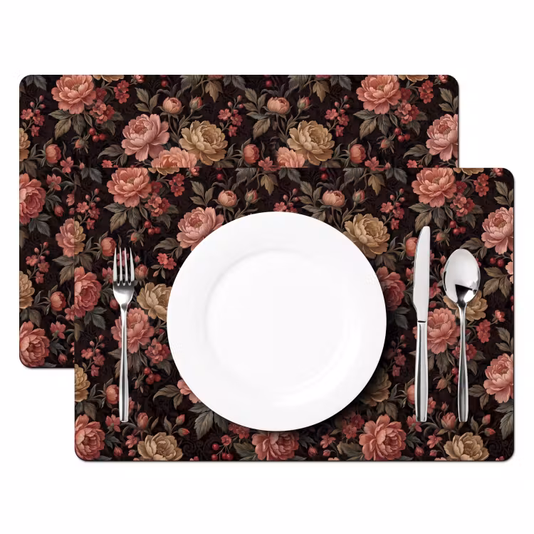 Bloemen - Patroon - Natuur - Vintage - Roze Placemat vinyl groot -zzsfeer2_Kitchenyeah-website