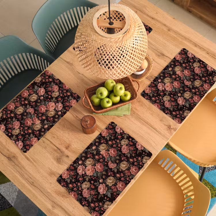 Bloemen - Patroon - Natuur - Vintage - Roze Placemat vinyl groot -zzsfeer5_Kitchenyeah-website