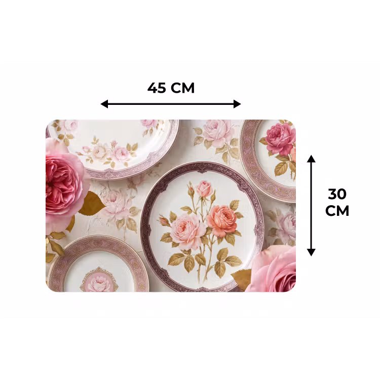 Bloemen - Patroon - Vintage - Roze - Decoratie Placemat vinyl groot -specs