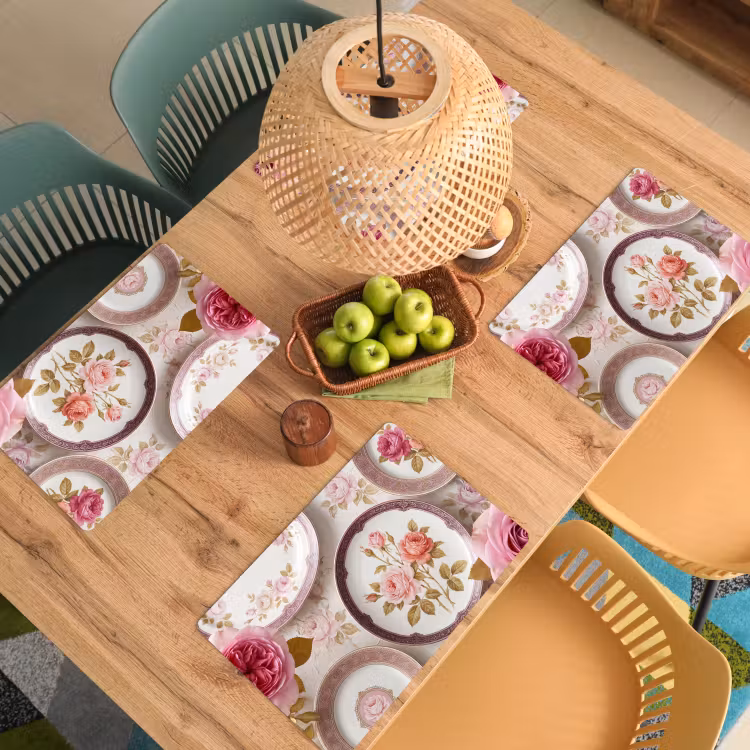 Bloemen - Patroon - Vintage - Roze - Decoratie Placemat vinyl groot -zzsfeer5_Kitchenyeah-website