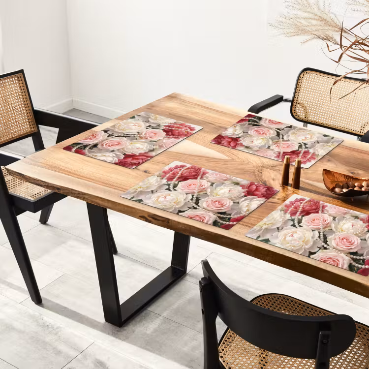 Bloemen - Parels - Romantiek - Klassiek - Roze Placemat vinyl groot -zzsfeer4_Kitchenyeah-website