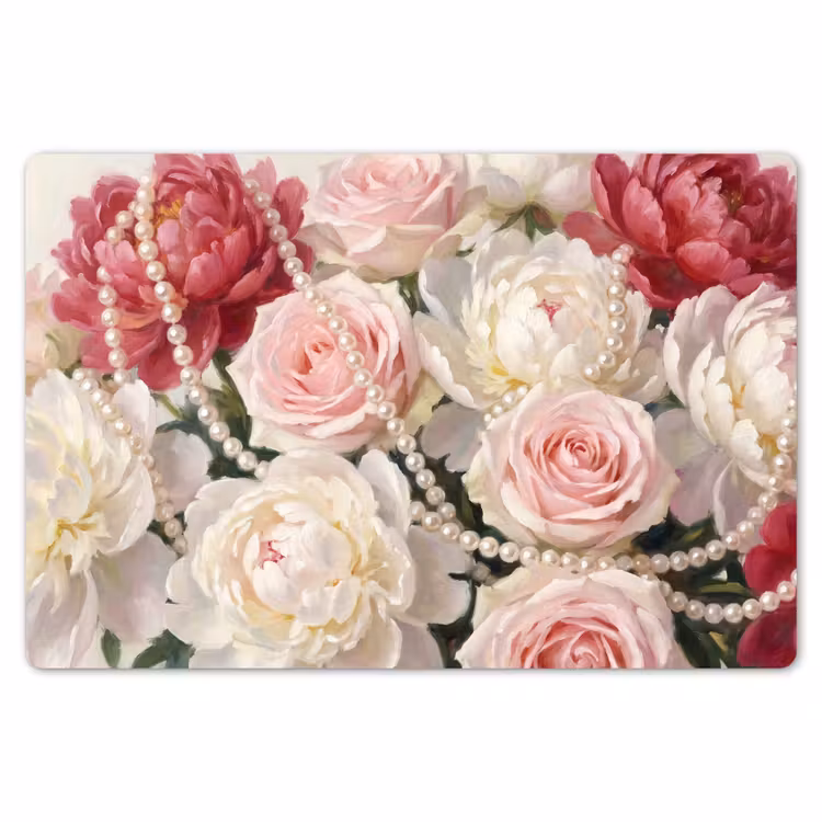 Bloemen - Parels - Romantiek - Klassiek - Roze Placemat vinyl groot -zzsfeer1_Kitchenyeah-website