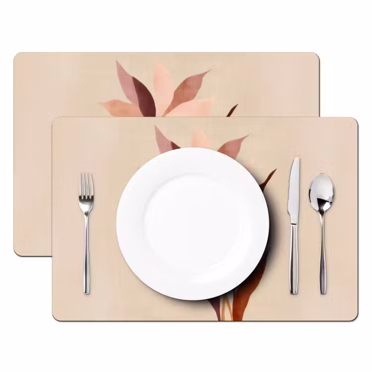 Bloemen - Blaadjes - Minimalistisch - Roze Placemat vinyl groot -zzsfeer2_Kitchenyeah-website