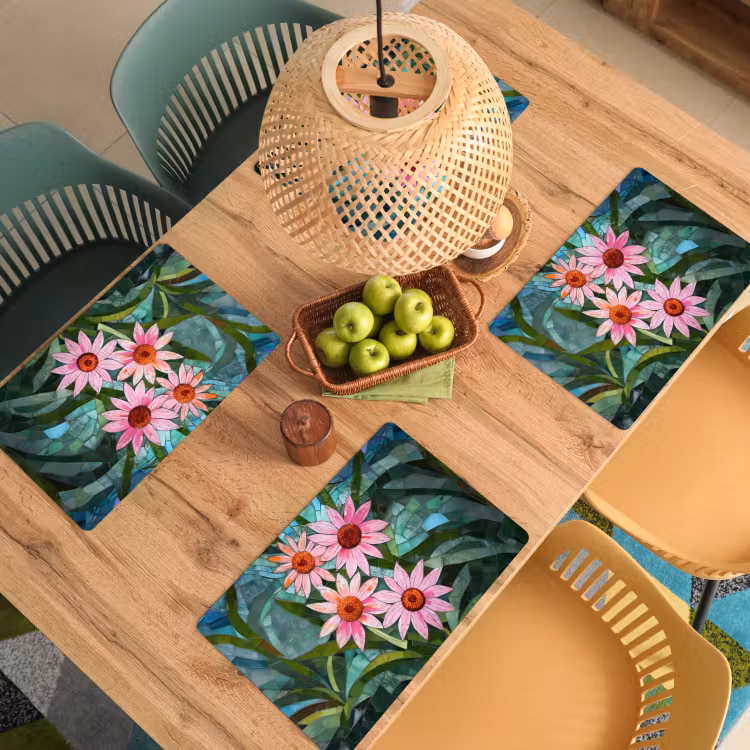 Bloemen - Roze - Glasmozaïek Placemat vinyl groot -zzsfeer5_Kitchenyeah-website
