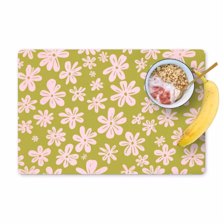 Bloemen - Roze - Getekend - Patroon Placemat vinyl groot -zzzproduct_Kitchenyeah-website