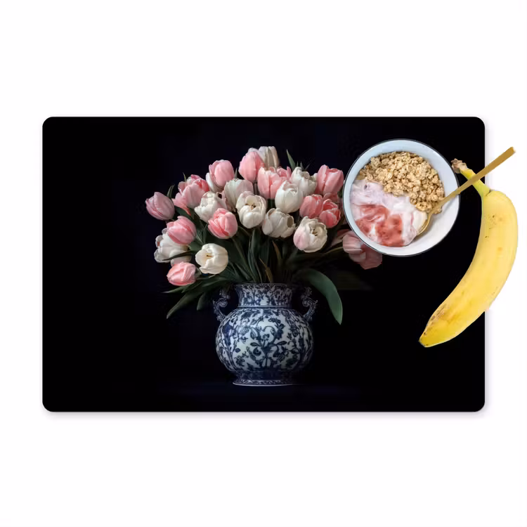 Bloemen - Roze - Tulpen - Vaas Placemat vinyl groot -zzzproduct_Kitchenyeah-website