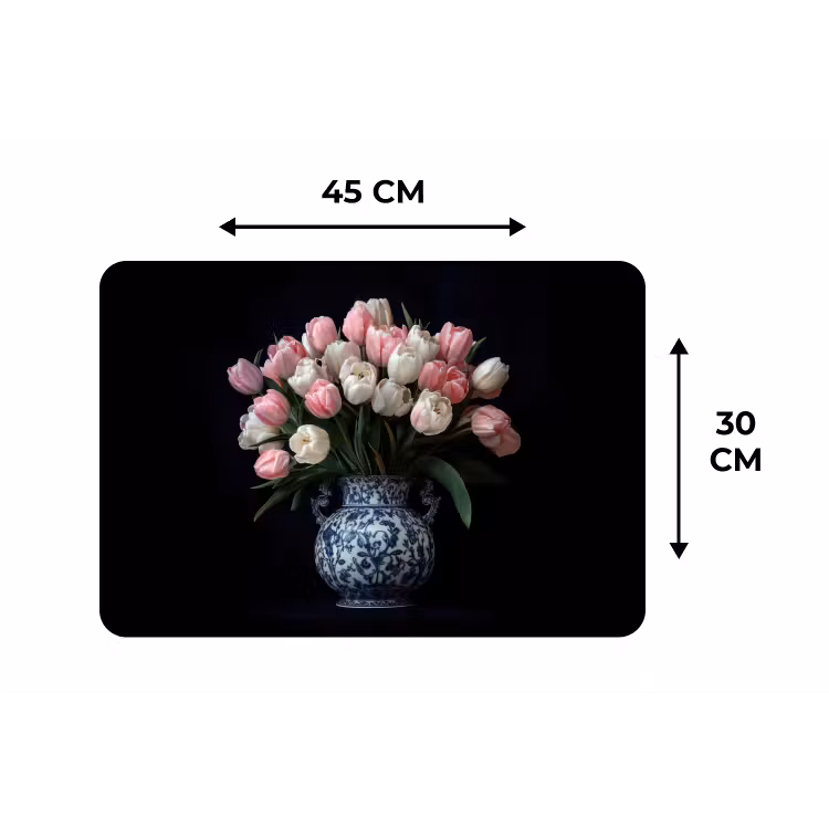 Bloemen - Roze - Tulpen - Vaas Placemat vinyl groot -specs