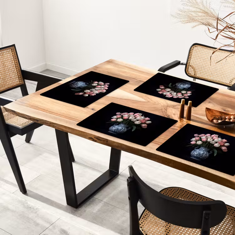 Bloemen - Roze - Tulpen - Vaas Placemat vinyl groot -zzsfeer4_Kitchenyeah-website