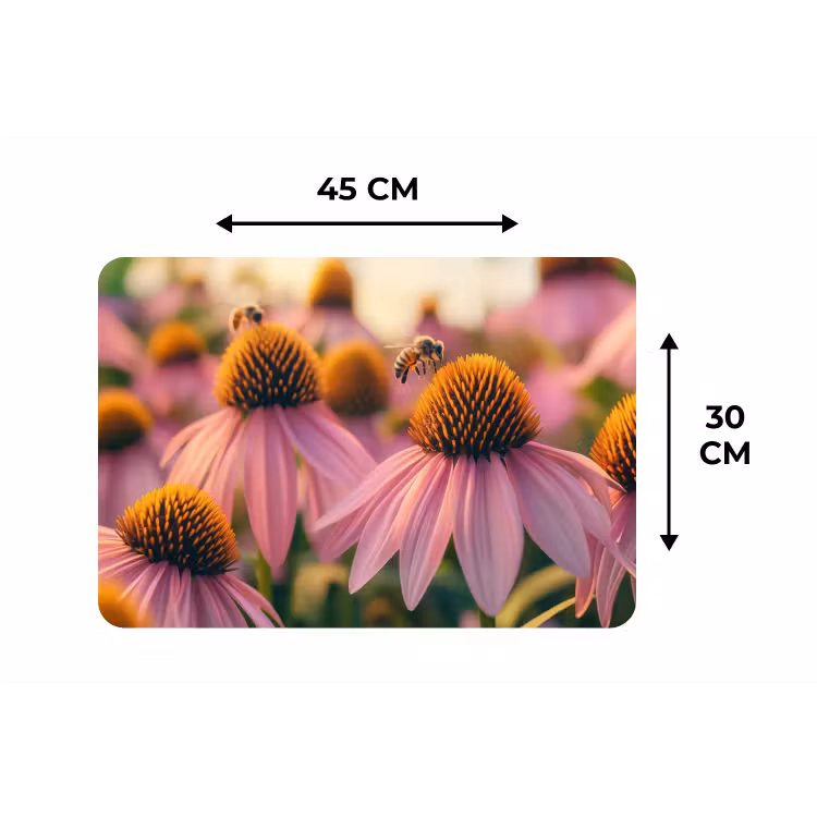 Bloemen - Paars - Bijen Placemat vinyl groot -specs