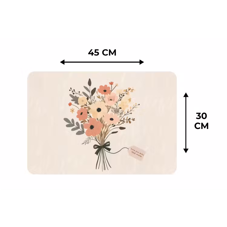 Bloemen - Quote - Beige - Lint Placemat vinyl groot -specs