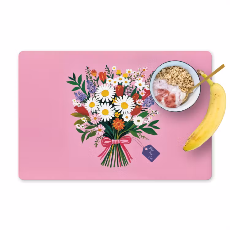 Bloemen - Quote - Kaartje - Kleurrijk Placemat vinyl groot -zzzproduct_Kitchenyeah-website