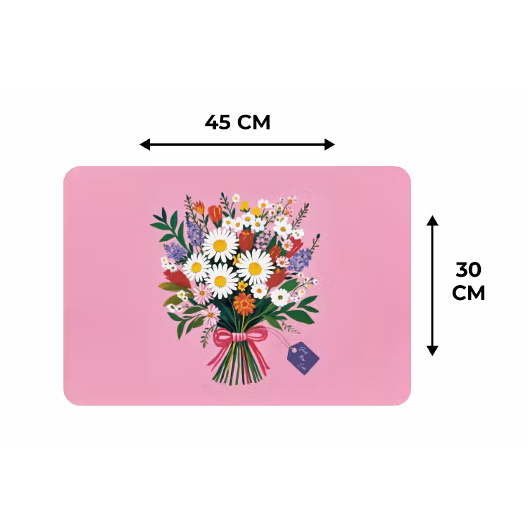 Bloemen - Quote - Kaartje - Kleurrijk Placemat vinyl groot -specs