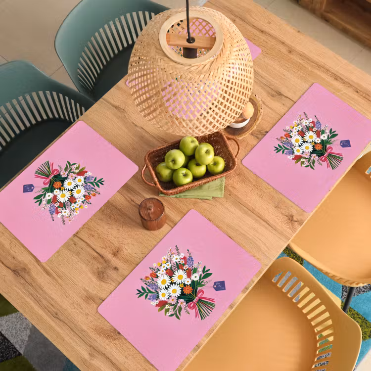 Bloemen - Quote - Kaartje - Kleurrijk Placemat vinyl groot -zzsfeer5_Kitchenyeah-website