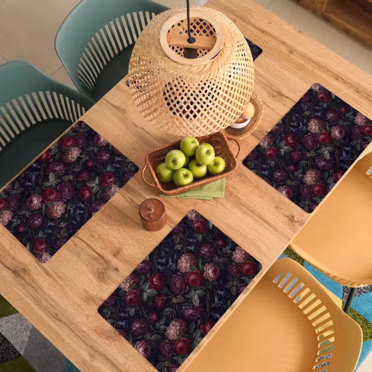 Bloemen - Rood - Klassiek - Donker - Patroon Placemat vinyl groot -zzsfeer5_Kitchenyeah-website