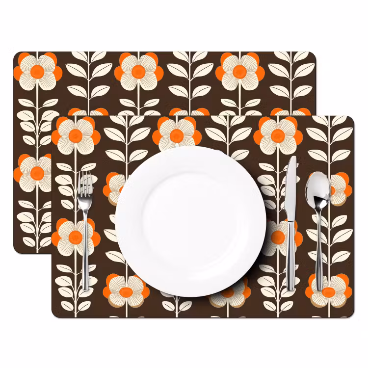 Bloemen - Retro - Bruin Placemat vinyl groot 368 -zzsfeer2_Kitchenyeah-website