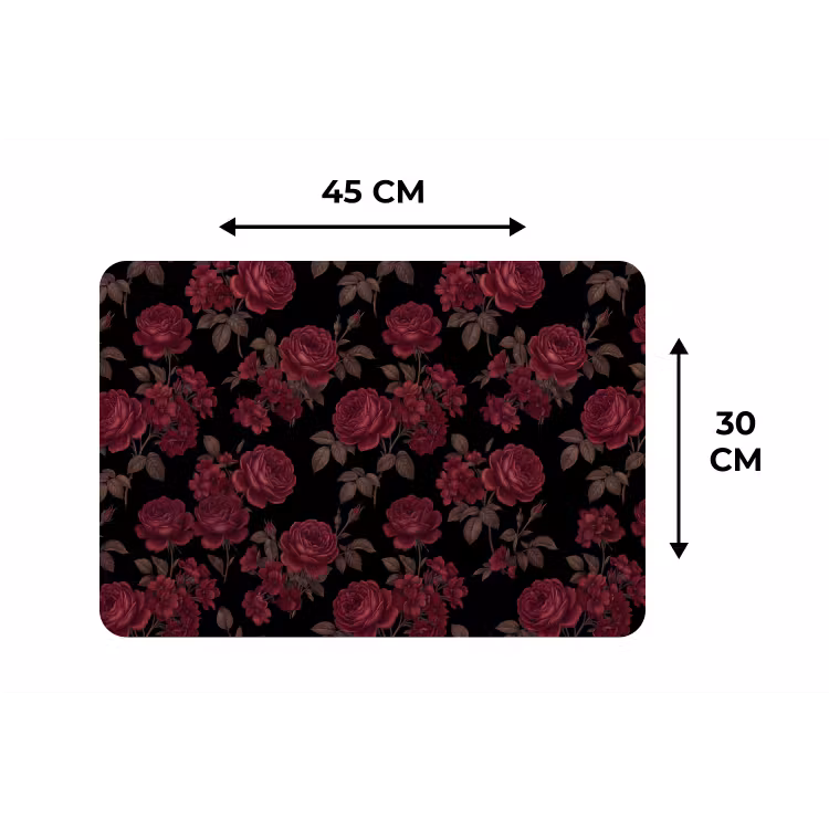 Bloemen - Roos - Patroon - Klassiek - Rood Placemat vinyl groot -specs
