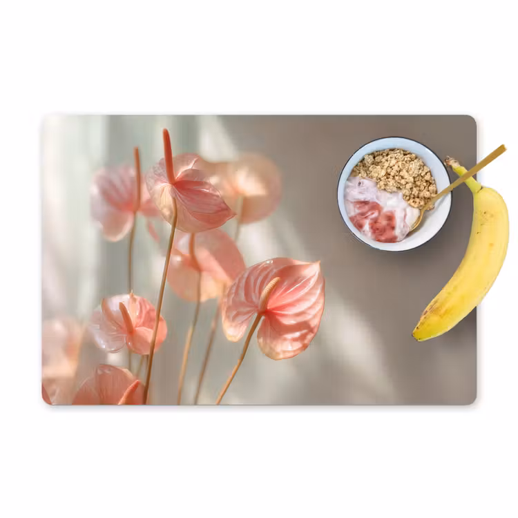 Bloemen - Stelen - Roze - Schaduw Placemat vinyl groot -zzzproduct_Kitchenyeah-website