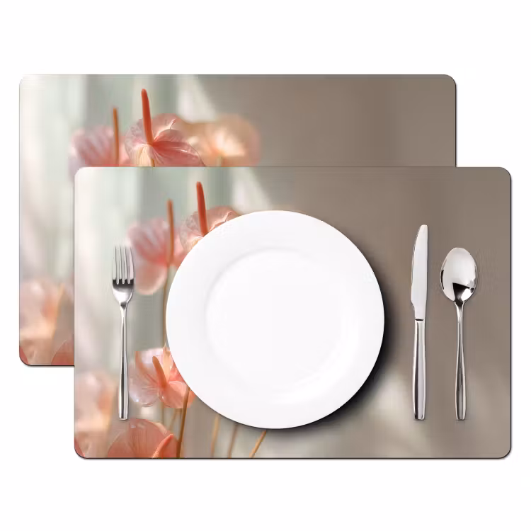 Bloemen - Stelen - Roze - Schaduw Placemat vinyl groot -zzsfeer2_Kitchenyeah-website