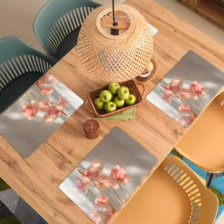 Bloemen - Stelen - Roze - Schaduw Placemat vinyl groot -zzsfeer5_Kitchenyeah-website