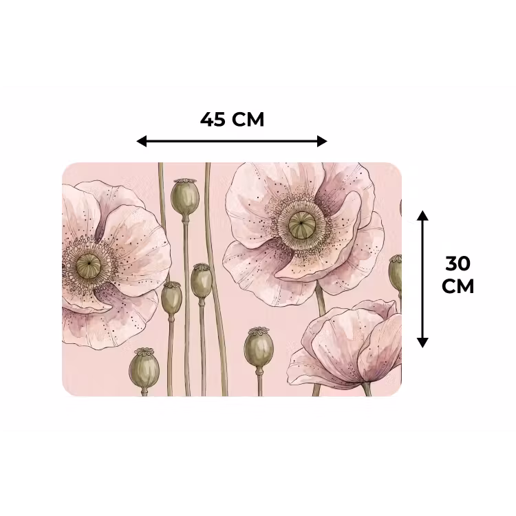 Bloemen - Zomer - Natuur - Aquarel - Roze Placemat vinyl groot -specs