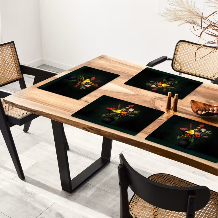 Bloemen - Vaas - Zwart Placemat vinyl groot -zzsfeer4_Kitchenyeah-website