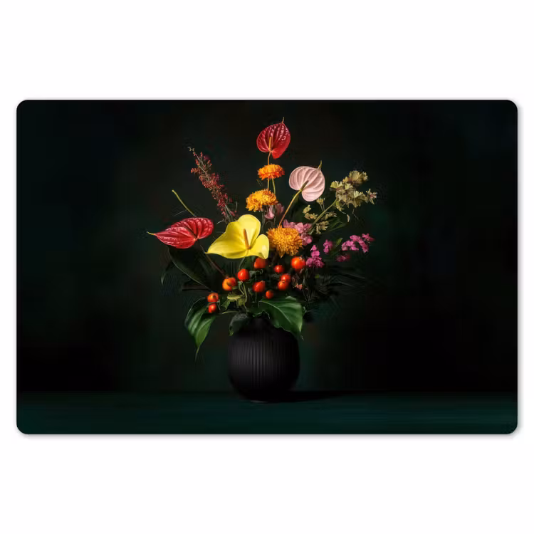 Bloemen - Vaas - Zwart Placemat vinyl groot -zzsfeer1_Kitchenyeah-website