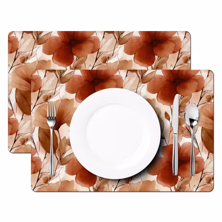 Bloemen - Aquarel - Botanisch - Terracotta Placemat vinyl groot 368 -zzsfeer2_Kitchenyeah-website