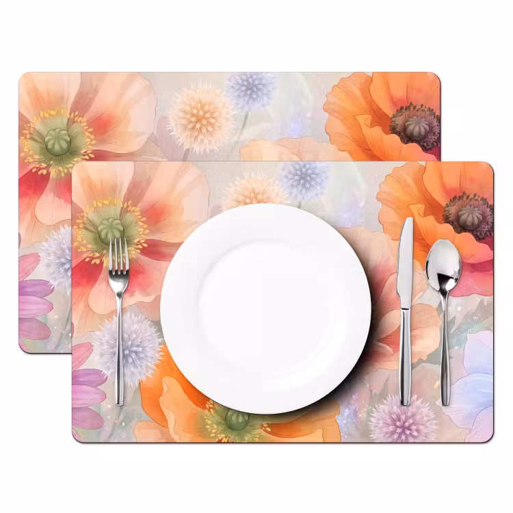 Bloemen - Aquarel - Natuur - Modern - Kleurrijk Placemat vinyl groot -zzsfeer2_Kitchenyeah-website