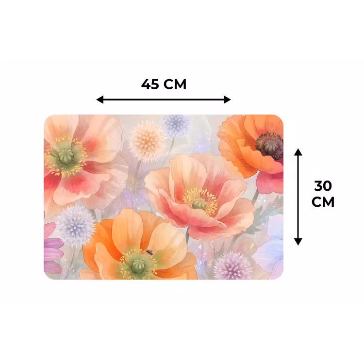 Bloemen - Aquarel - Natuur - Modern - Kleurrijk Placemat vinyl groot -specs