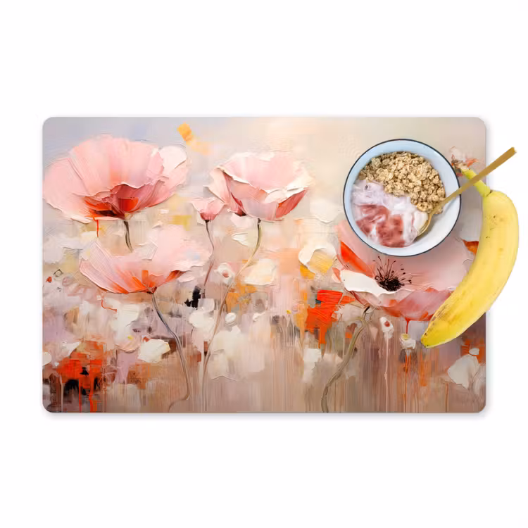 Bloemen - Watercolor - Roze - Abstract - Kunst Placemat vinyl groot -zzzproduct_Kitchenyeah-website