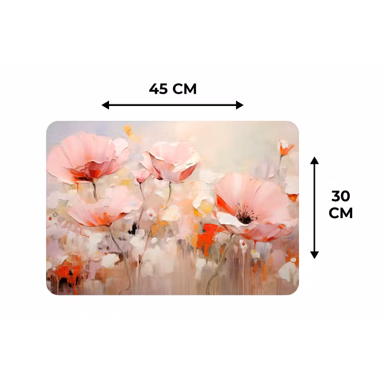 Bloemen - Watercolor - Roze - Abstract - Kunst Placemat vinyl groot -specs