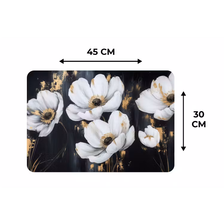 Bloemen - Wit - Abstract Placemat vinyl groot -specs