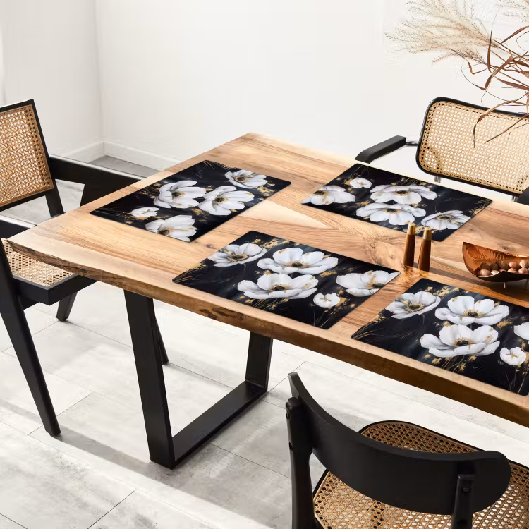 Bloemen - Wit - Abstract Placemat vinyl groot -zzsfeer4_Kitchenyeah-website