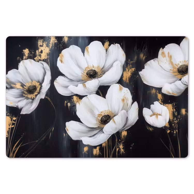 Bloemen - Wit - Abstract Placemat vinyl groot -zzsfeer1_Kitchenyeah-website