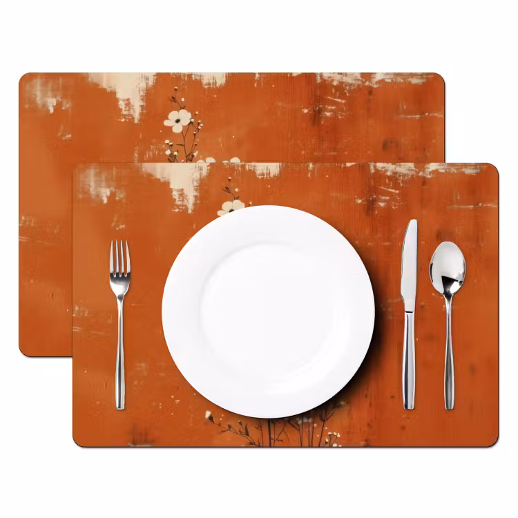 Bloemen - Wit - Subtiel - Roestkleur Placemat vinyl groot -zzsfeer2_Kitchenyeah-website