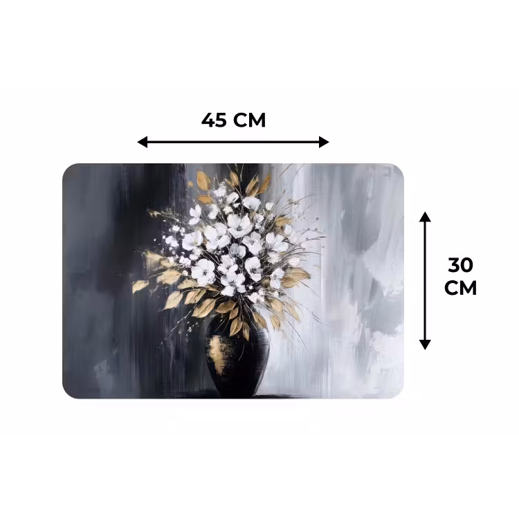 Bloemen - Wit - Vaas - Abstract Placemat vinyl groot -specs