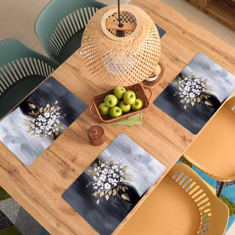 Bloemen - Wit - Vaas - Abstract Placemat vinyl groot -zzsfeer5_Kitchenyeah-website