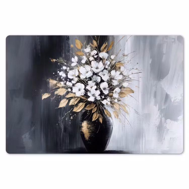 Bloemen - Wit - Vaas - Abstract Placemat vinyl groot -zzsfeer1_Kitchenyeah-website