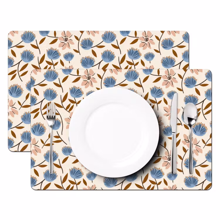Bloemen - Wild - Blauw Placemat vinyl groot 368 -zzsfeer2_Kitchenyeah-website