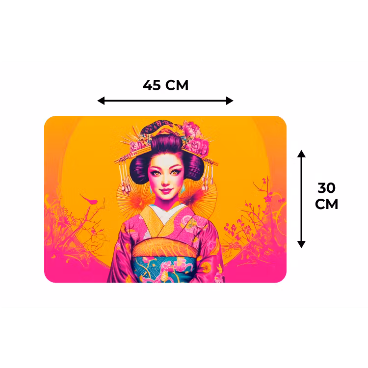 Bloemen - Vrouw - Kimono - Roze Placemat vinyl groot -specs