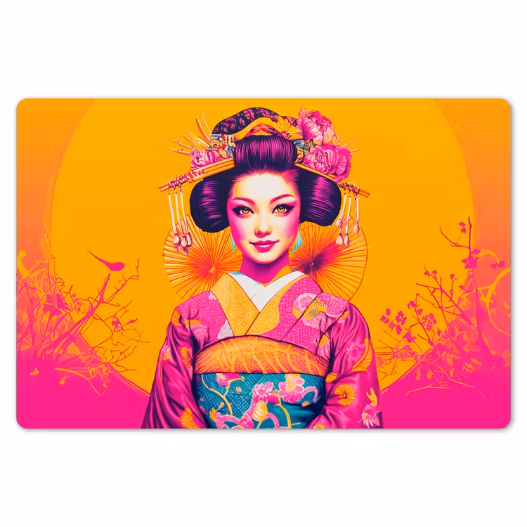 Bloemen - Vrouw - Kimono - Roze Placemat vinyl groot -zzsfeer1_Kitchenyeah-website