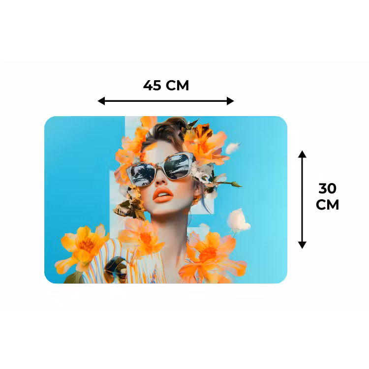 Bloemen - Vrouw - Zonnebril - Blauw Placemat vinyl groot -specs