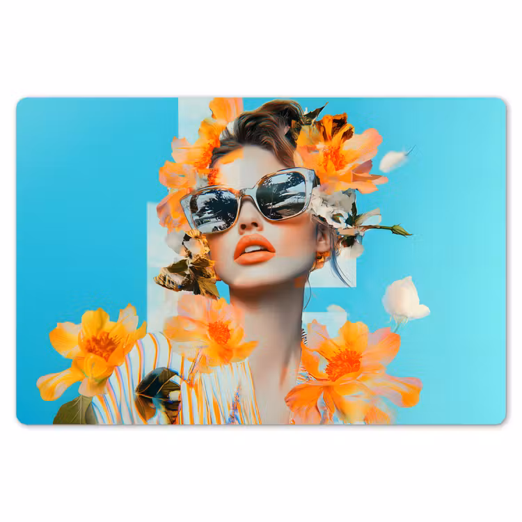 Bloemen - Vrouw - Zonnebril - Blauw Placemat vinyl groot -zzsfeer1_Kitchenyeah-website